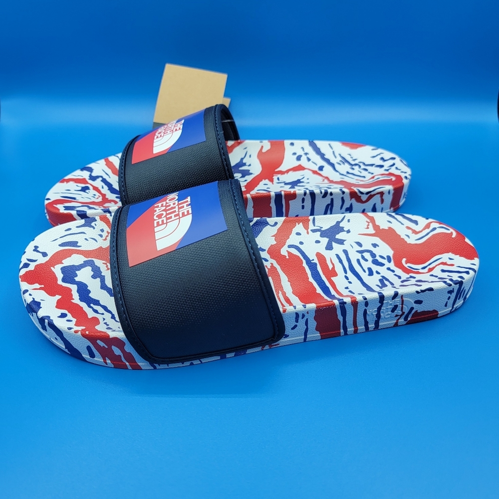 The North Face Base Camp 3 American Men's Sildes Size 12 Blue Red White USA New